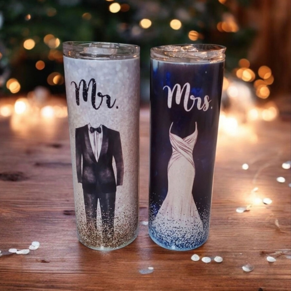 Mr. & Mrs. Wedding 2 20oz Tumbler Set 💜sale
